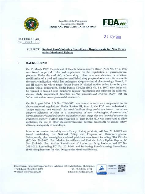 fda doc track|FDA Circular No.2021.